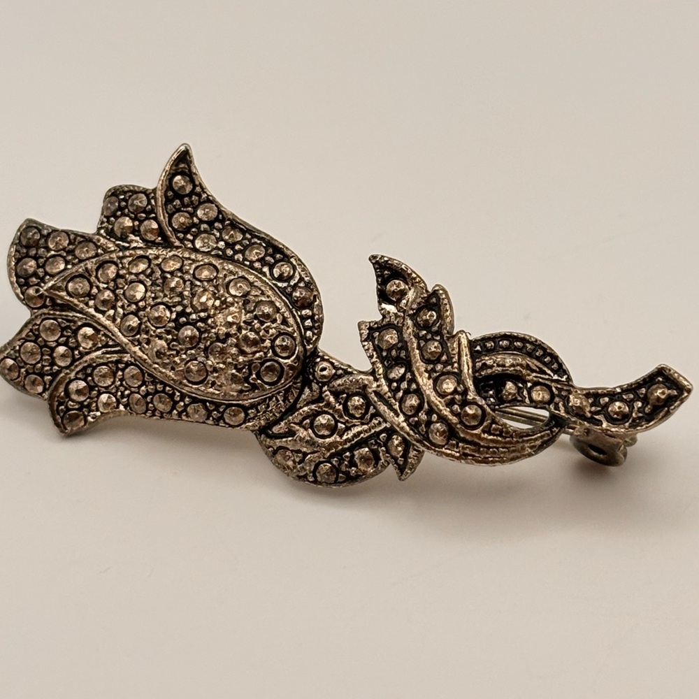 Vintage Marcasite Tulip Brooch - Picture 3 of 10